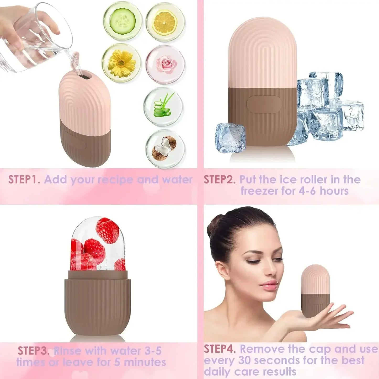 Silicone Cube Tray Shape Face Facial Ice Roller Massage Face Massage