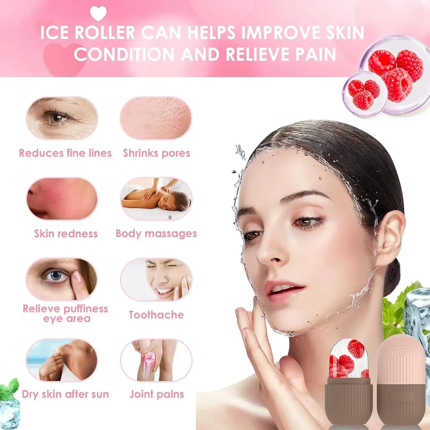 Silicone Cube Tray Shape Face Facial Ice Roller Massage Face Massage
